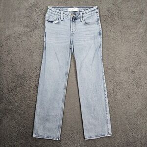 Hollister Low-Rise Relaxed Straight Jeans Womens 2R W26 Regular Light Wash Blue